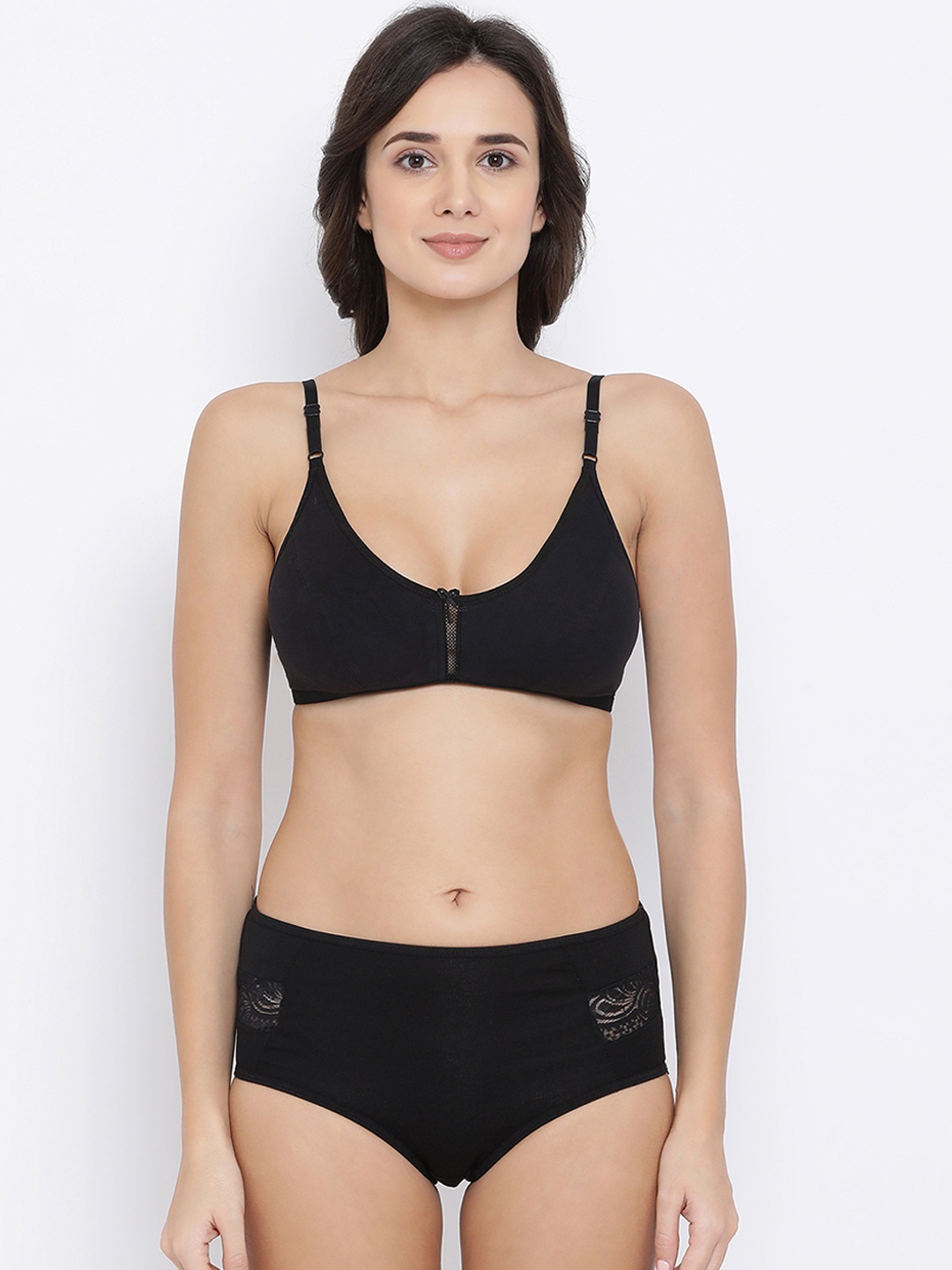 

Clovia Women Black Solid Lingerie Set COMBBP92832B