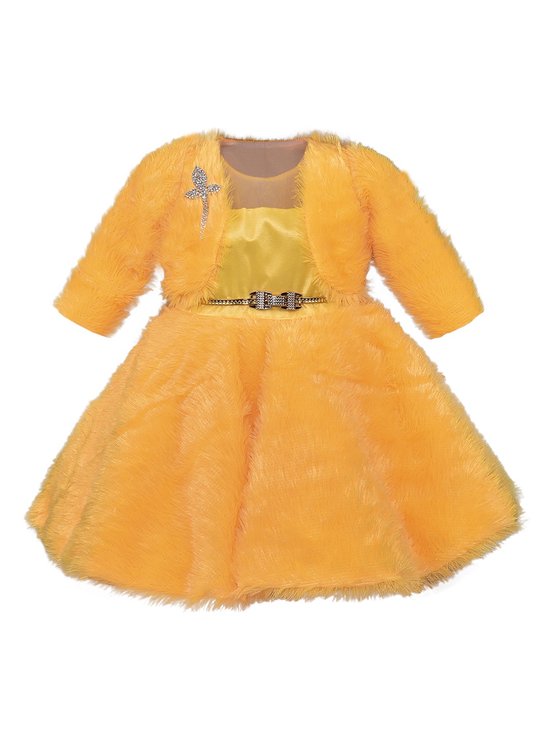 

Wish Karo Girls Yellow Solid Fit and Flare Dress