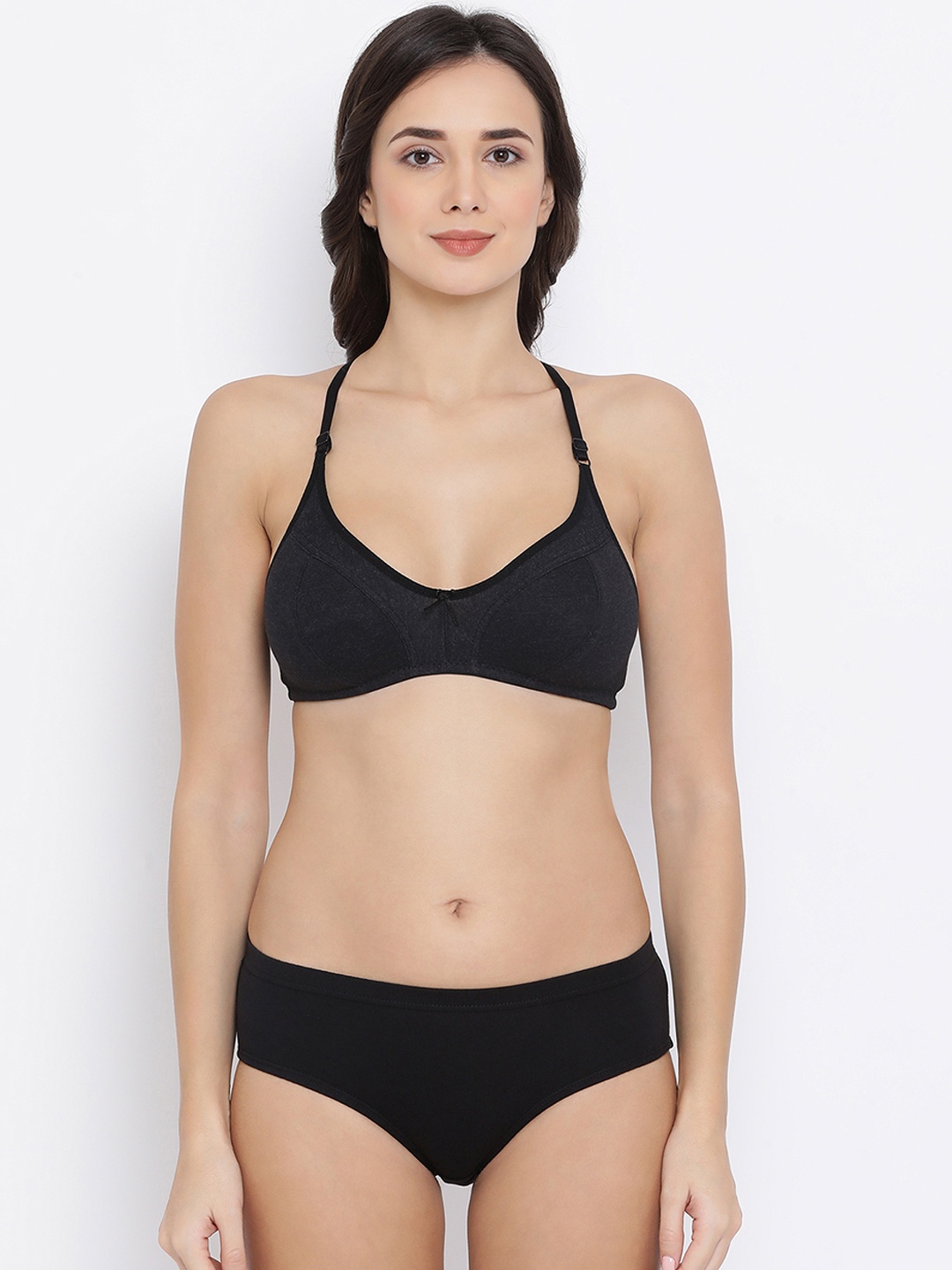 

Clovia Women Black Solid Lingerie Set COMBBP98932B