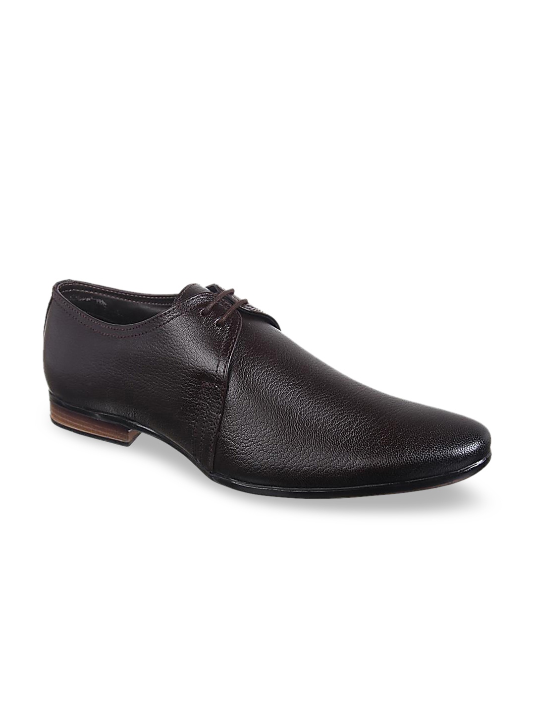 

Vardhra Men Brown Textured Leather Formal Derbys