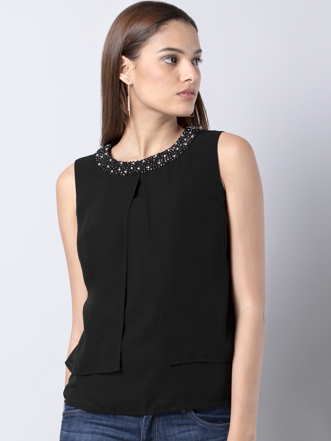 

FabAlley Women Black Solid Top