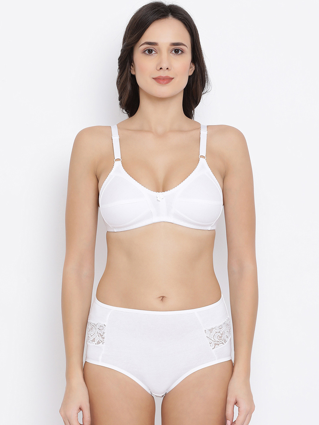 

Clovia Women White Solid Lingerie Set COMBBP96532B