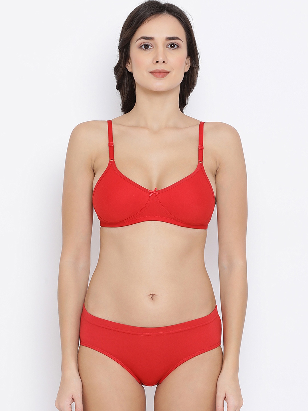 

Clovia Women Red Solid Lingerie Set COMBBP20832B