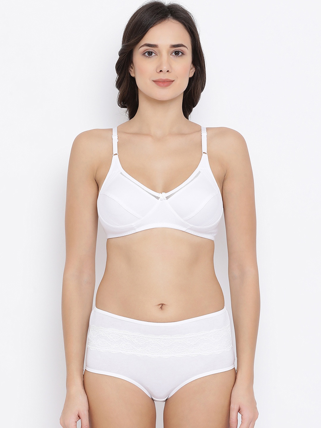 

Clovia Women White Solid Lingerie Set COMBBP46232B
