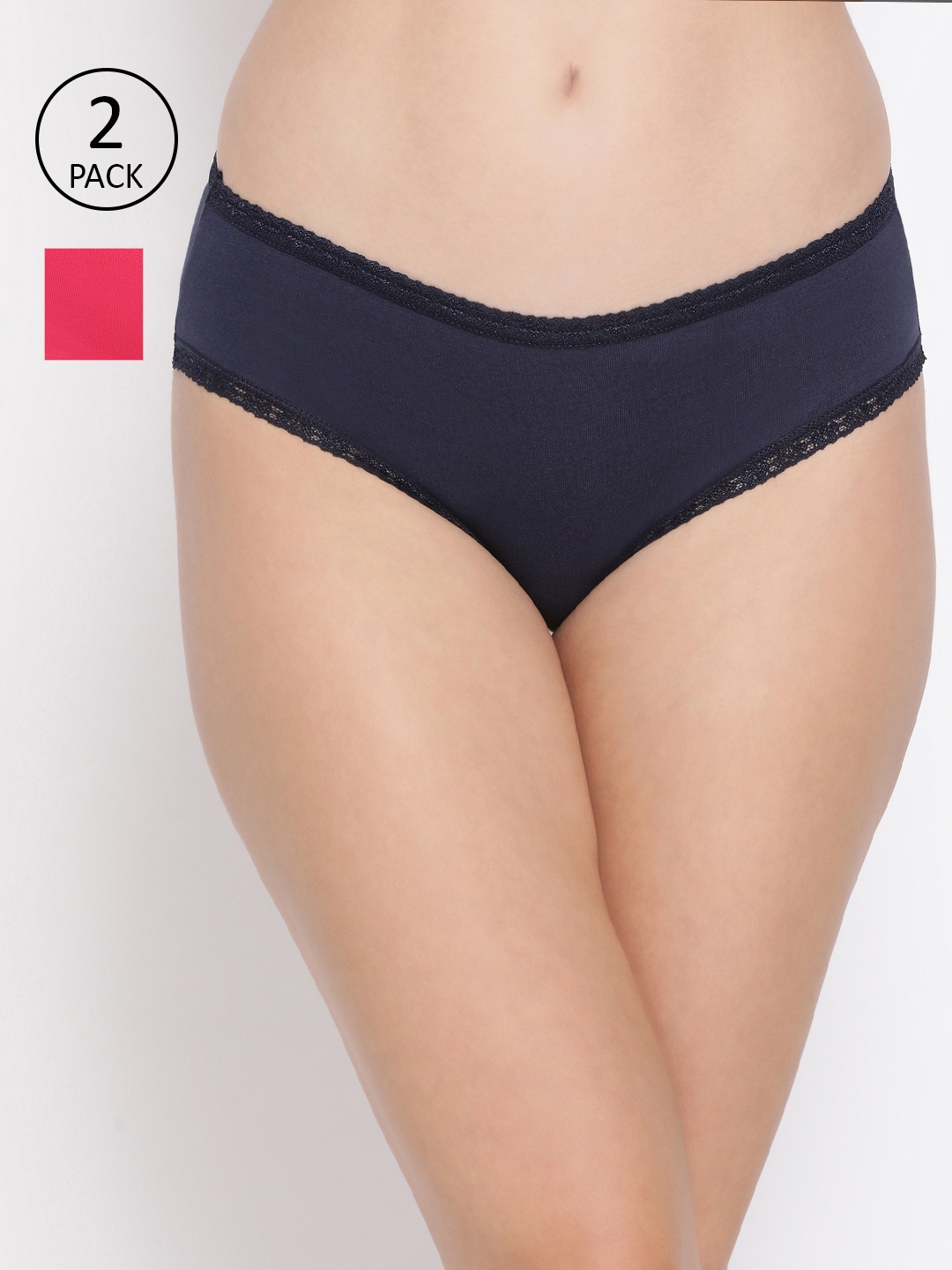 

Clovia Women Pack Of 2 Cotton Hipster Briefs COMPNC762S, Pink