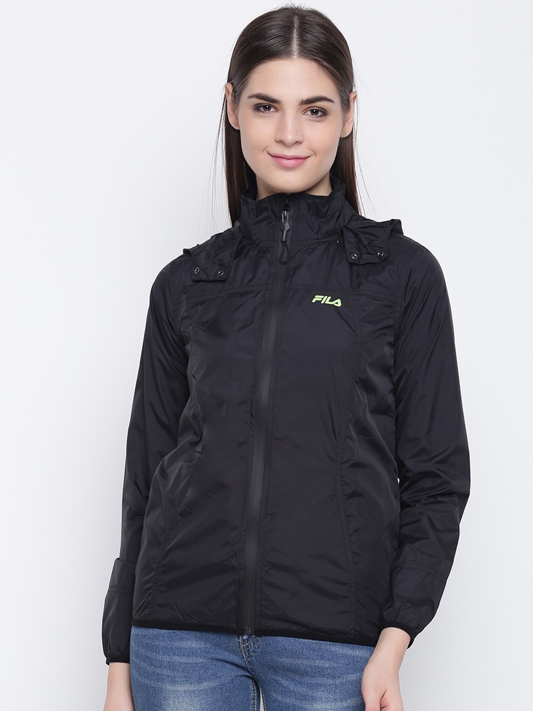 

FILA Women Black Solid Padded Jacket