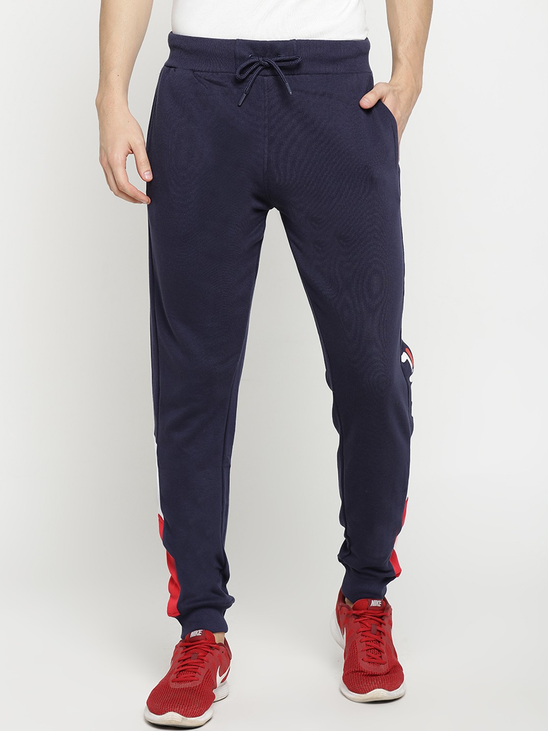 

FILA Men Navy Blue Solid Slim-Fit Joggers