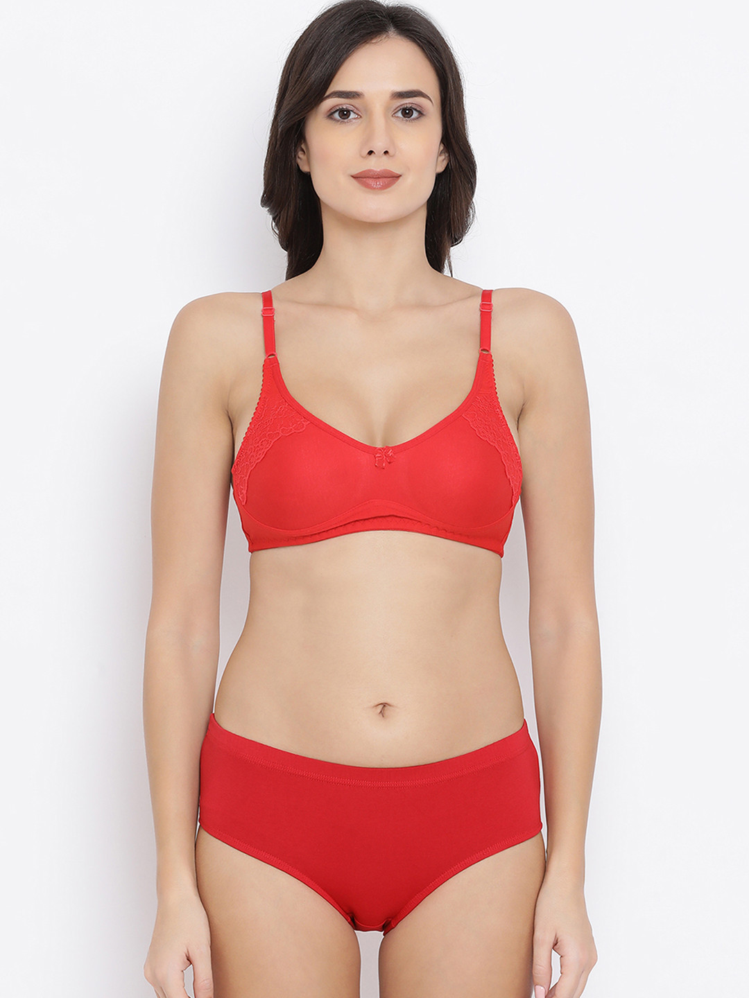 

Clovia Women Red Solid Lingerie Set COMBBP74632B