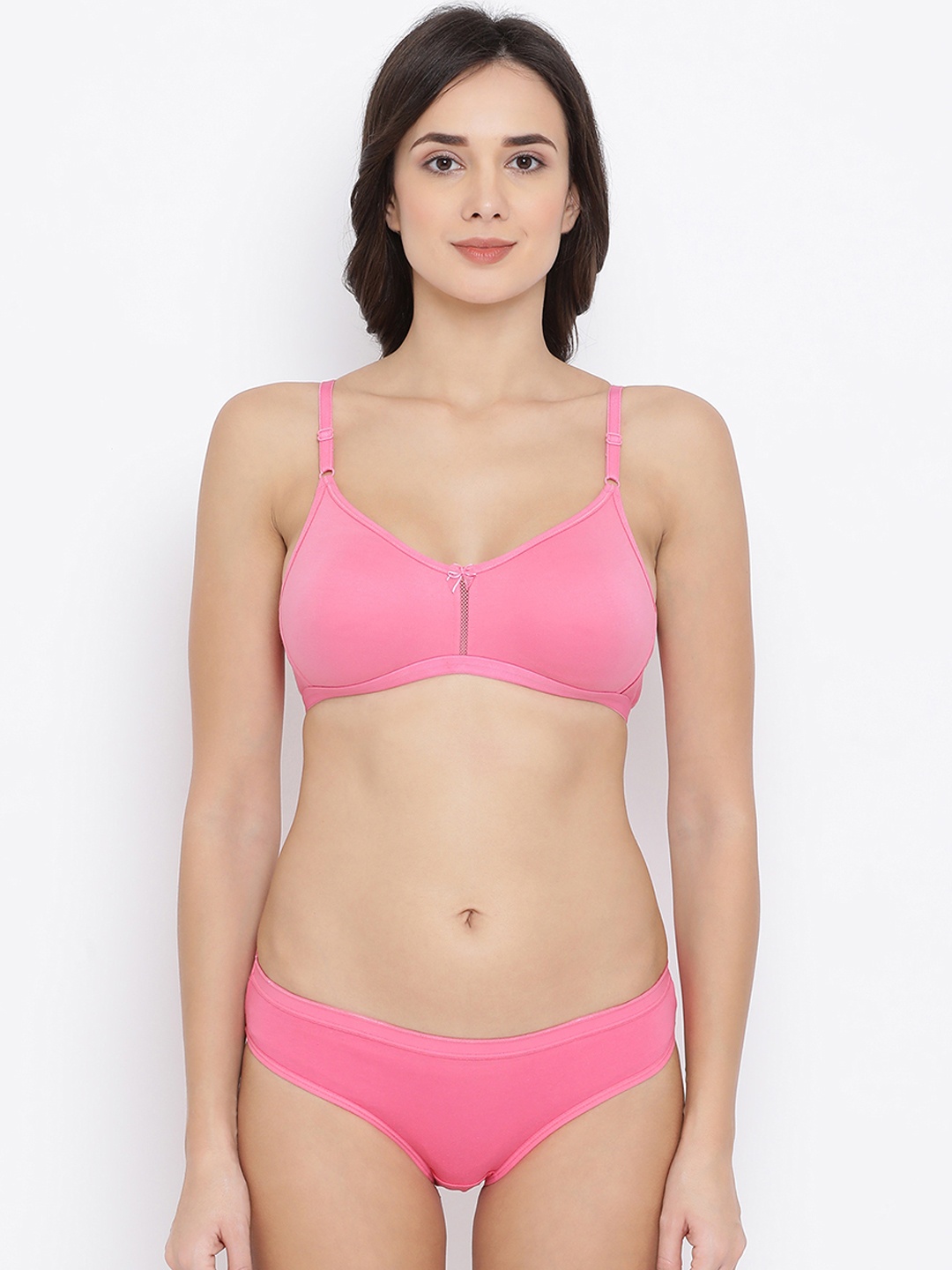 

Clovia Women Pink Solid Lingerie Set COMBBP51532B