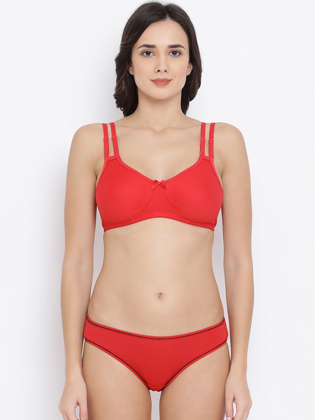 

Clovia Women Red Solid Lingerie Set COMBBP94332B