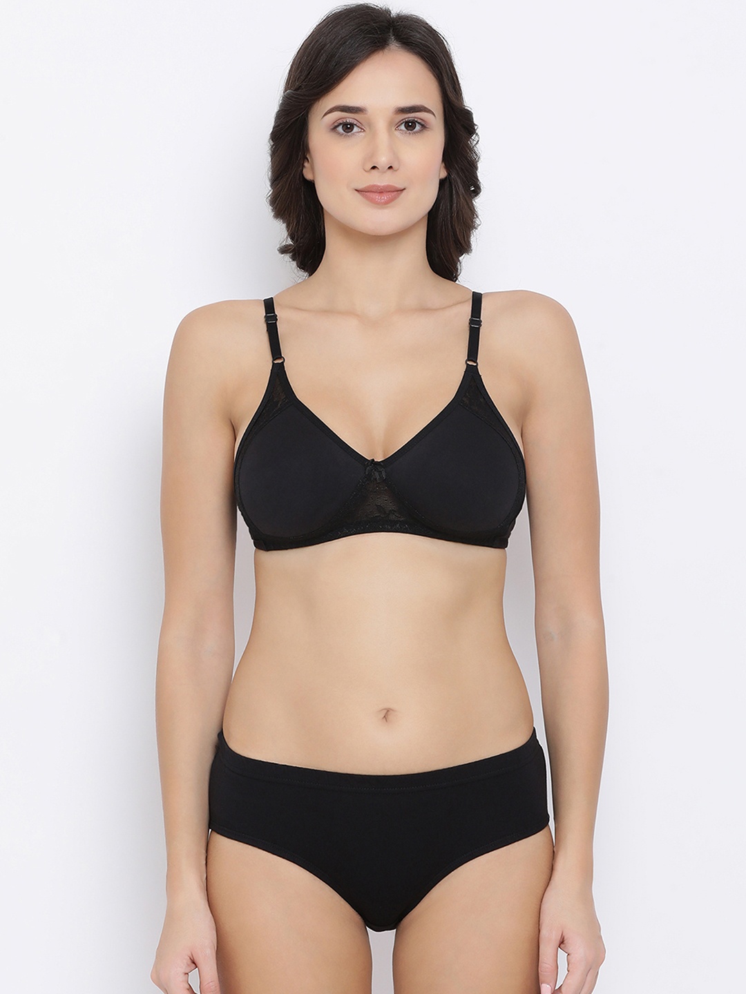 

Clovia Women Black Solid Lingerie Set COMBBP88332B