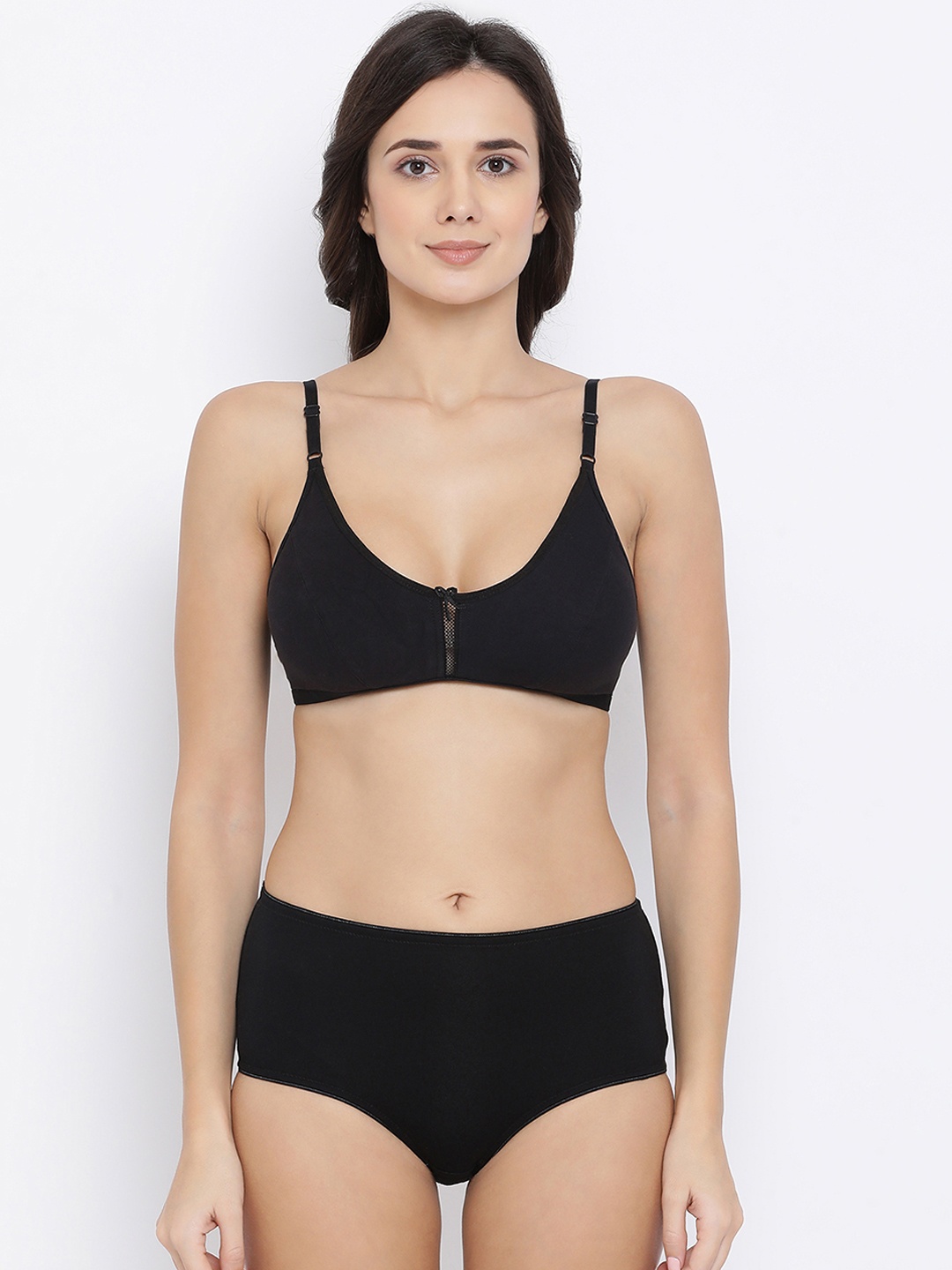 

Clovia Women Black Solid Lingerie Set COMBBP92132B