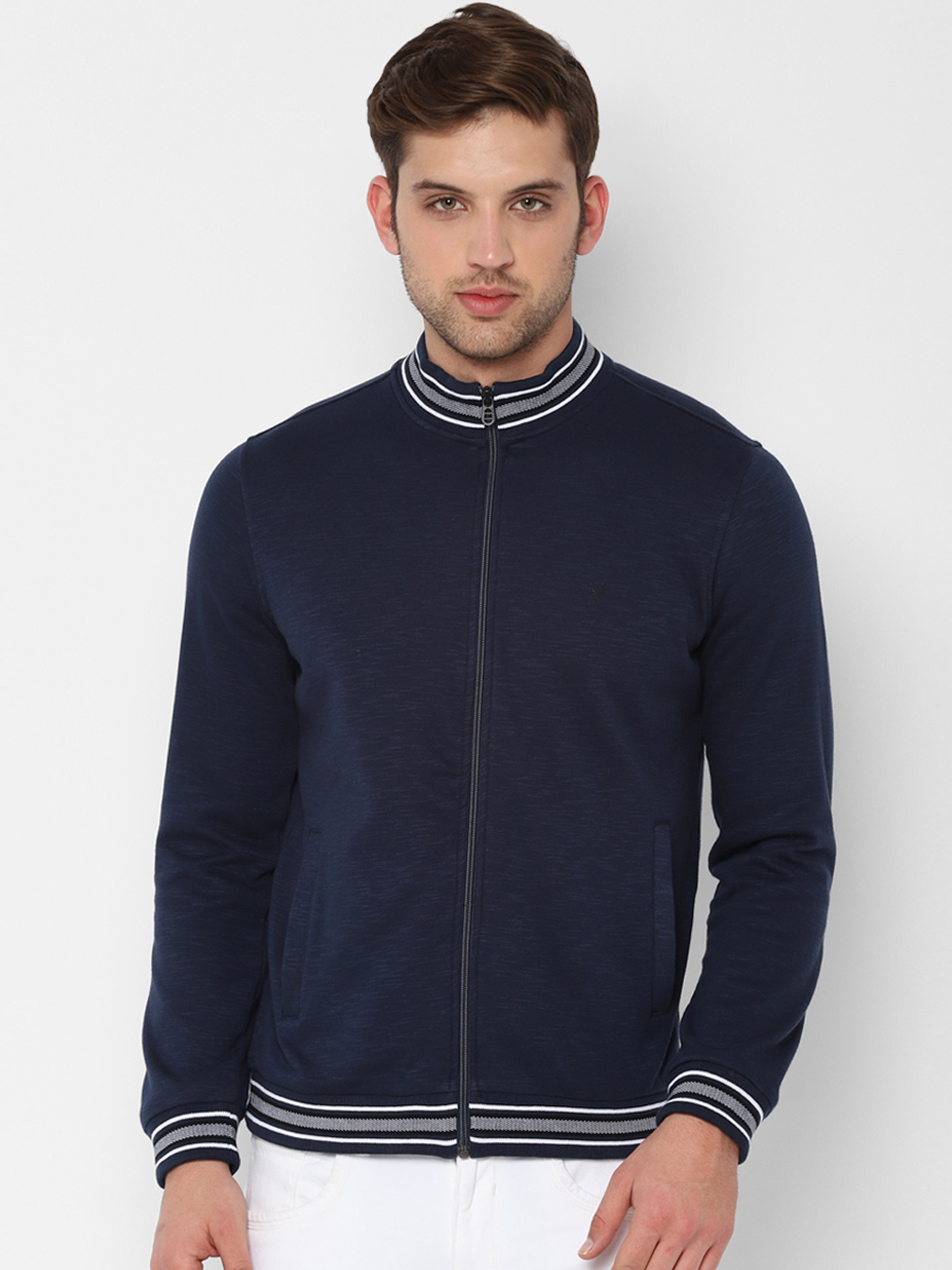

Allen Solly Men Navy Blue Solid Sweatshirt