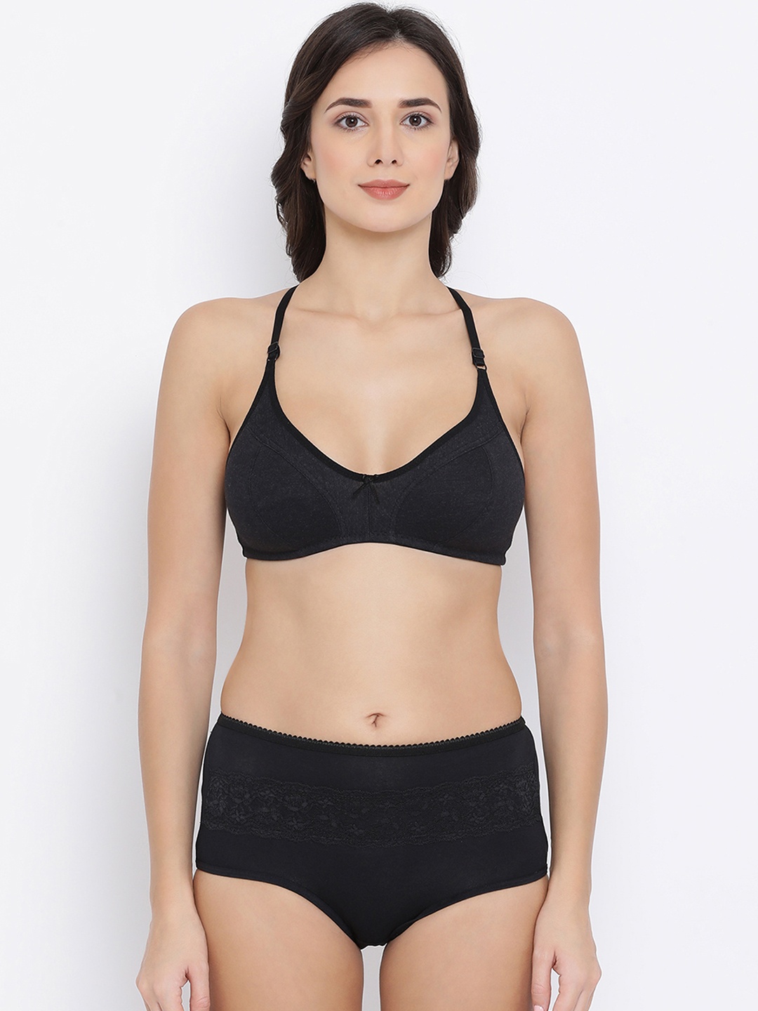 

Clovia Women Black Solid Lingerie Set COMBBP99232B