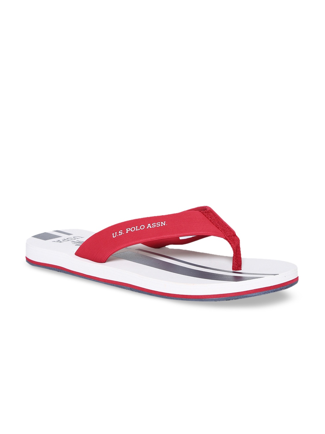 

U.S. Polo Assn. Men Off-White Printed Thong Flip-Flops, Red