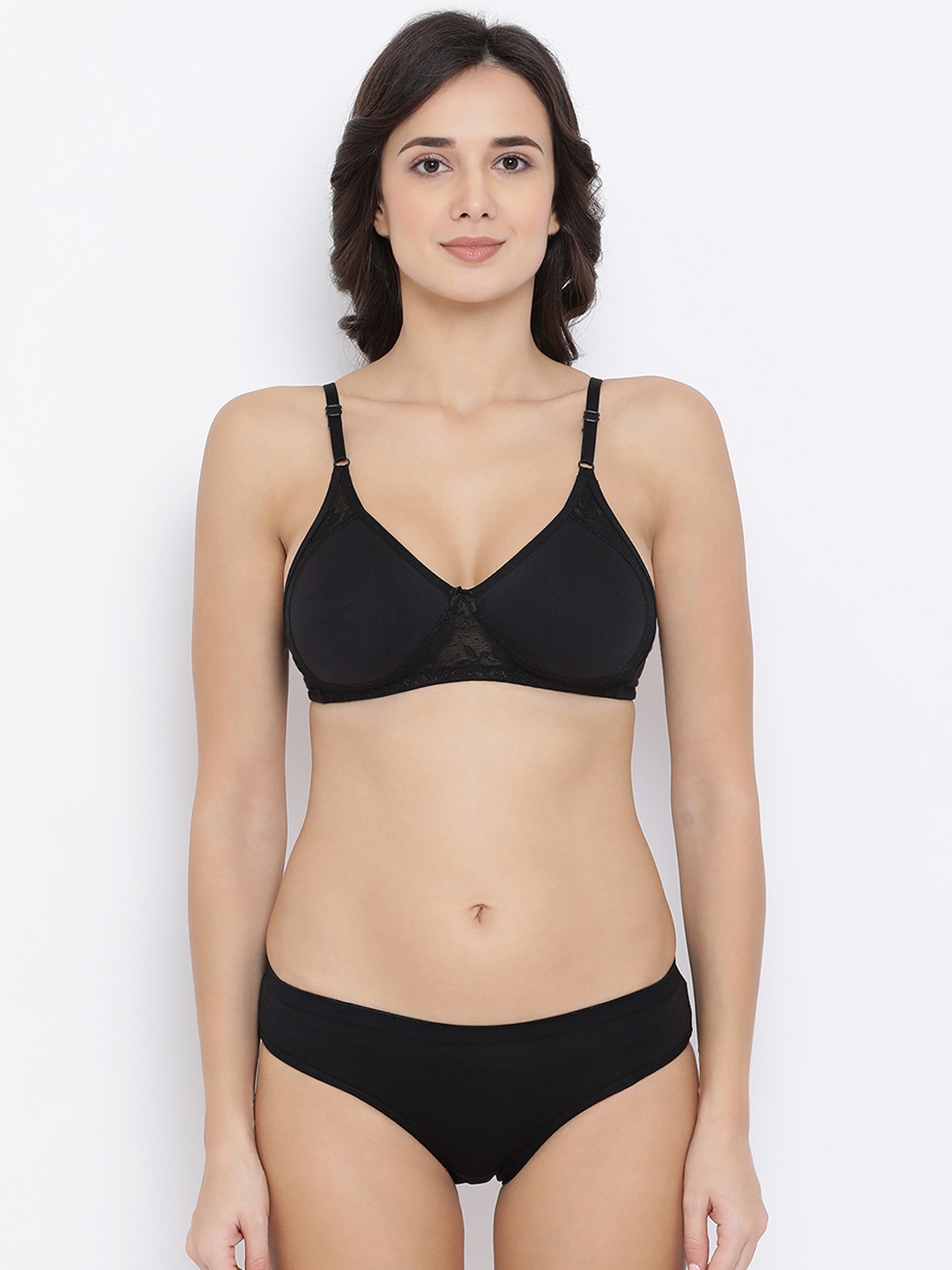 

Clovia Women Black Solid Lingerie Set COMBBP87932B