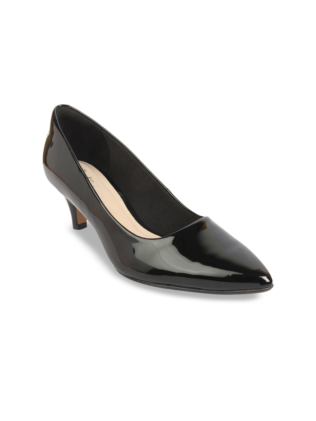 

Clarks Women Black Solid Leather Pumps