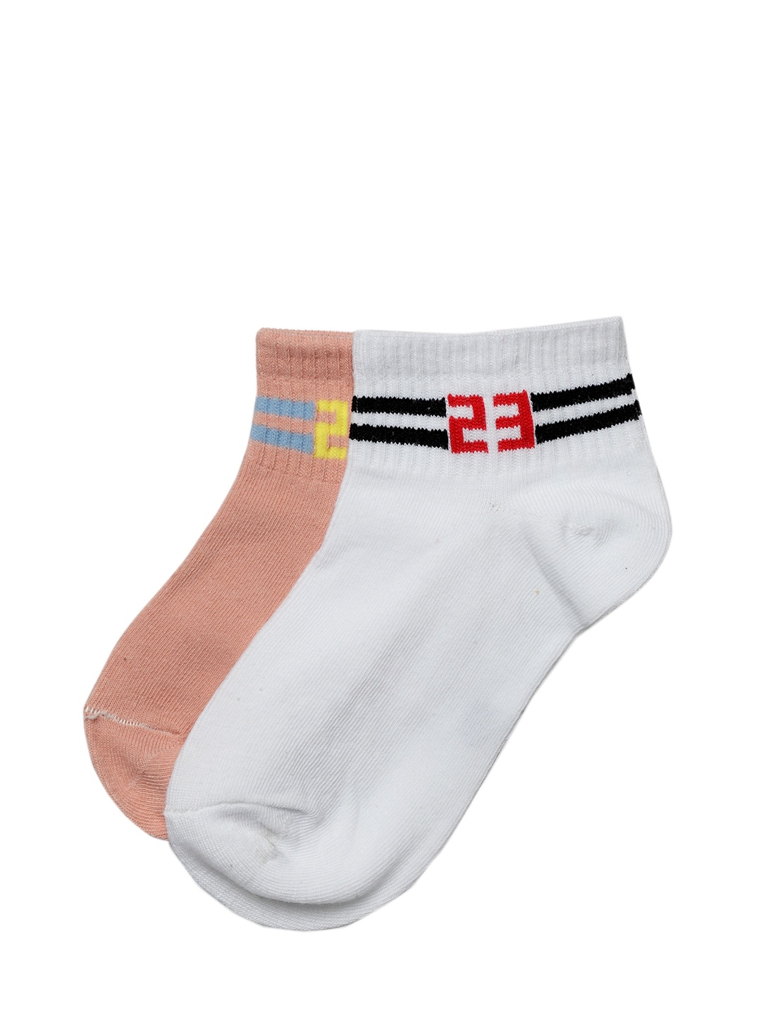 J Style Kids Pack of 2 Solid Ankle Length Socks, Peach
