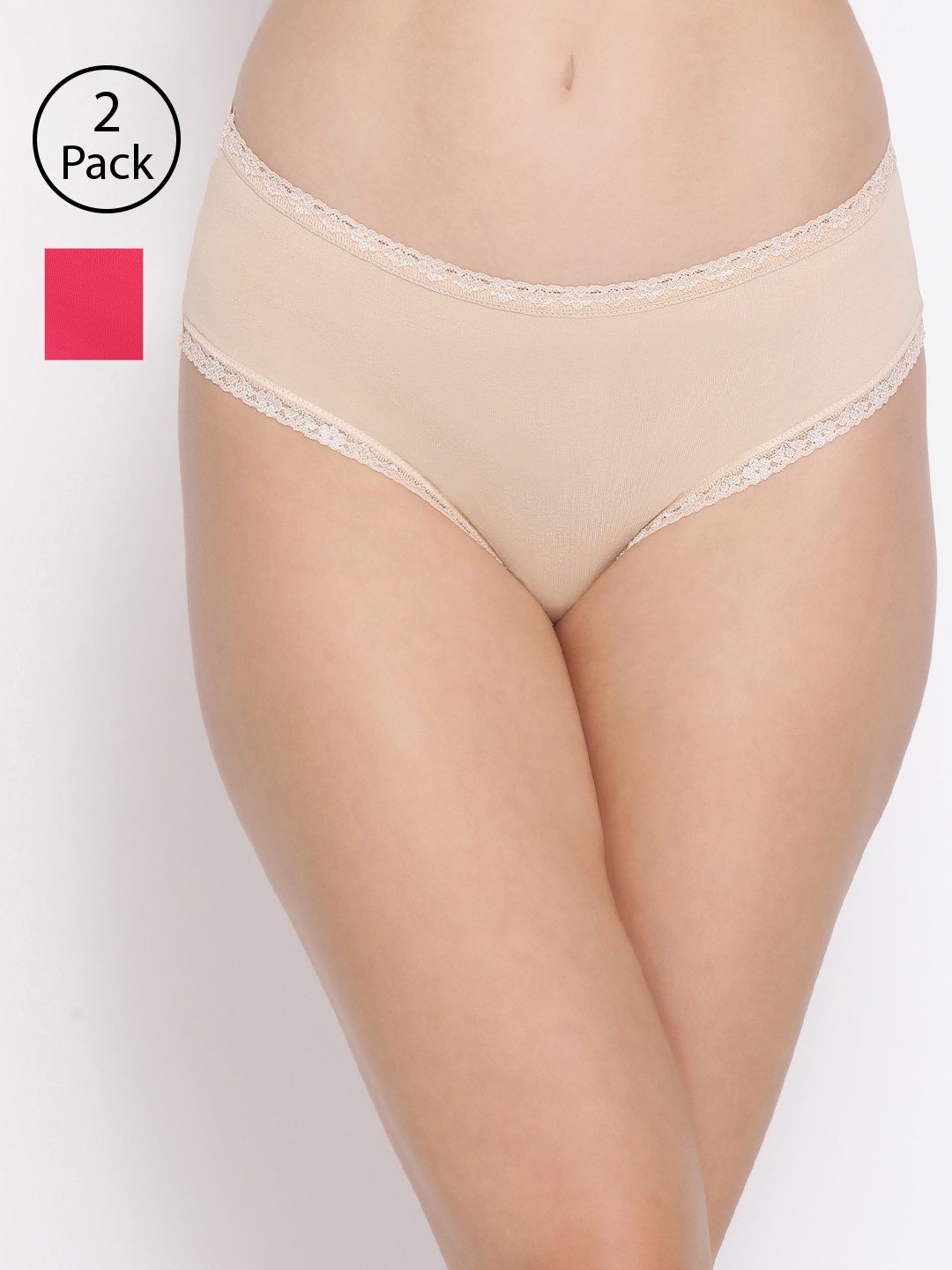 

Clovia Women Pack Of 2 Cotton Hipster Briefs COMPNC756S, Beige