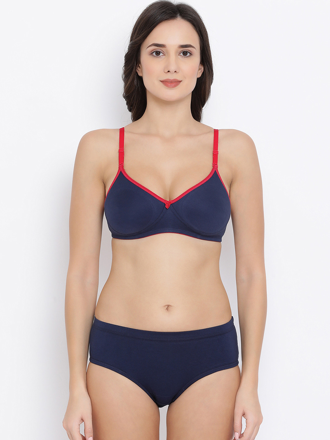 

Clovia Women Navy Blue Solid Lingerie Set COMBBP96932B