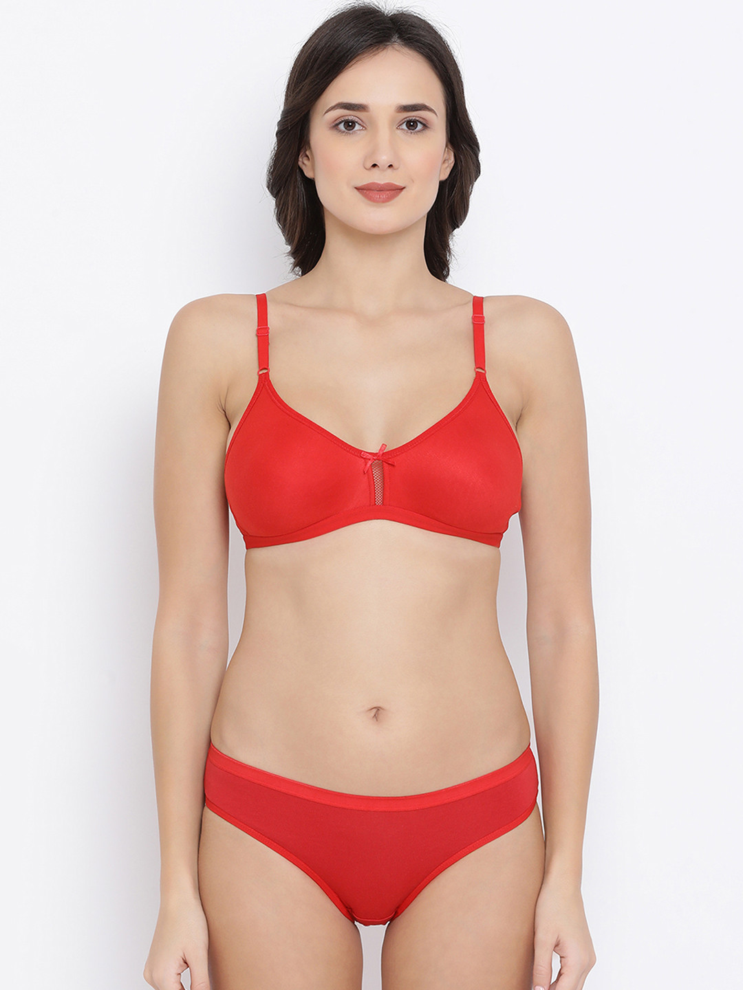 

Clovia Women Red Solid Lingerie Set COMBBP52132B