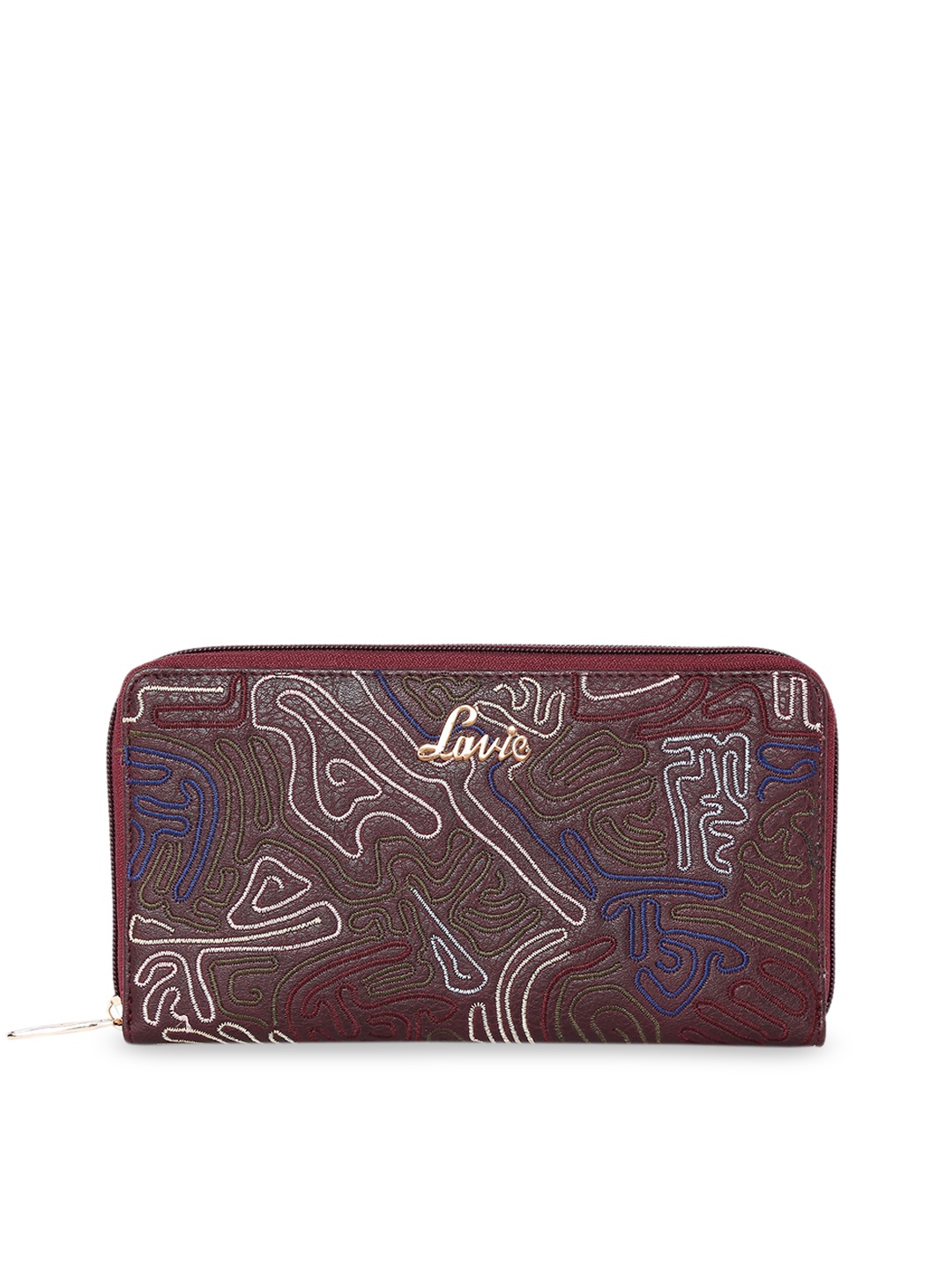 

Lavie Women Maroon Self Design Two Fold Wallet