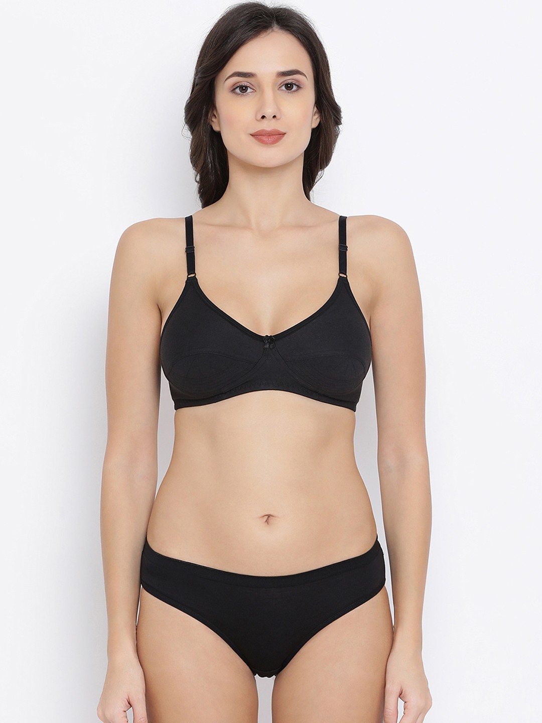 

Clovia Women Black Solid Lingerie Set COMBBP82232B