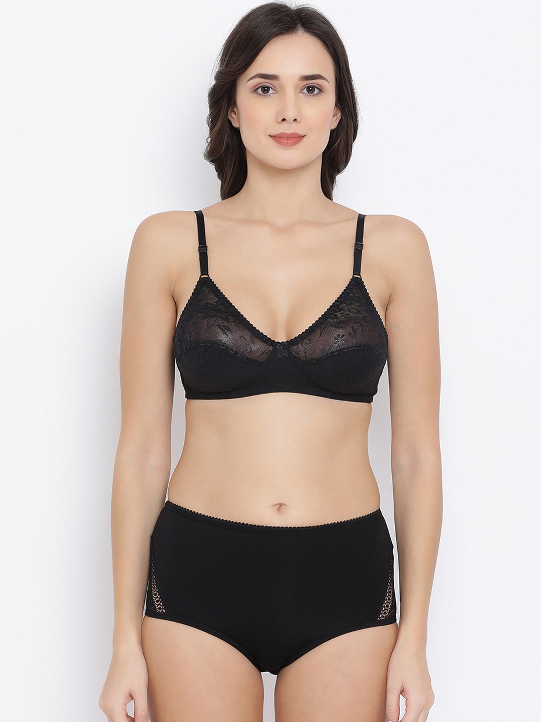 

Clovia Women Black Solid Lingerie Set COMBBP86732B