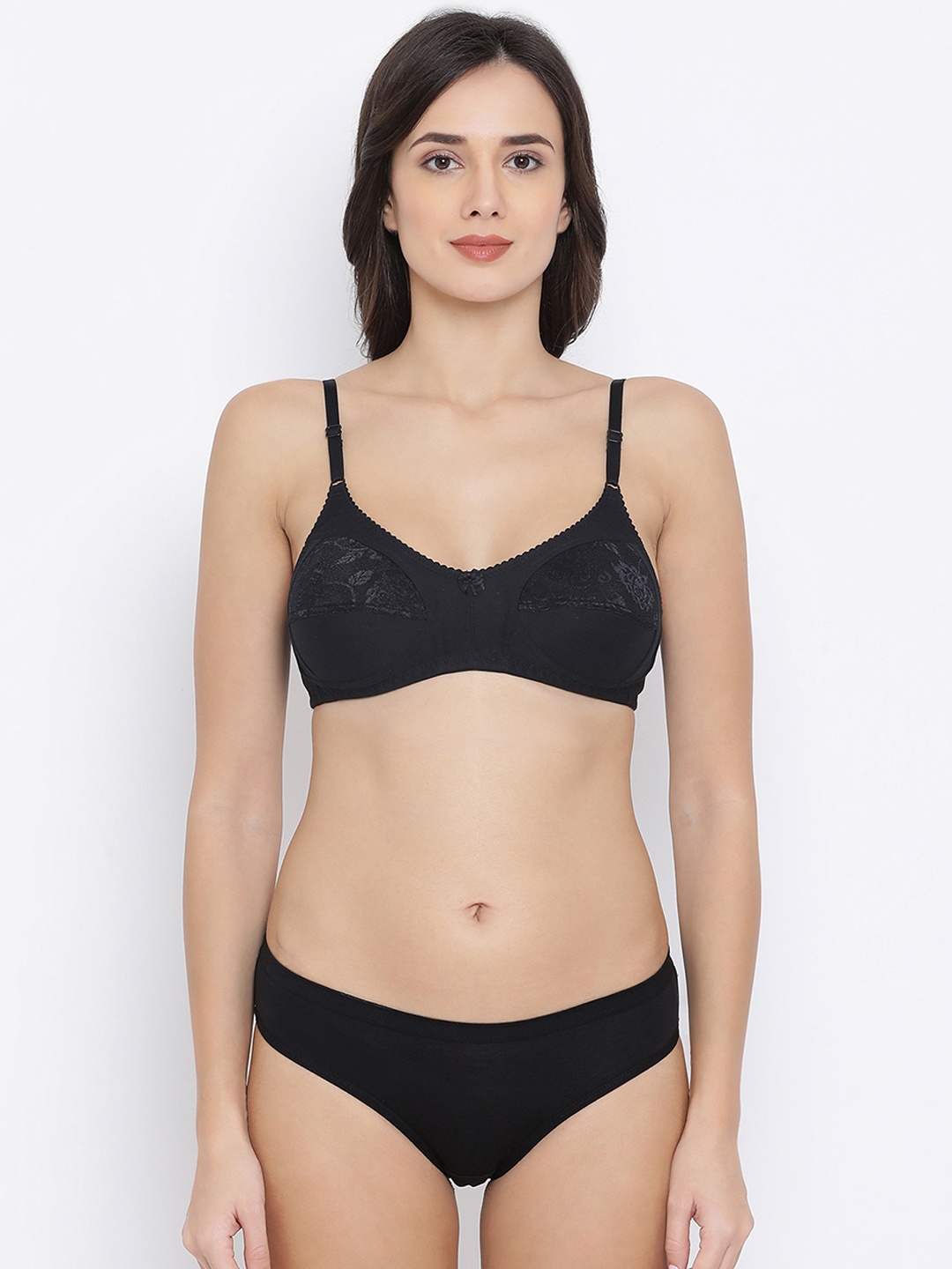 

Clovia Women Black Solid Lingerie Set COMBBP68332B