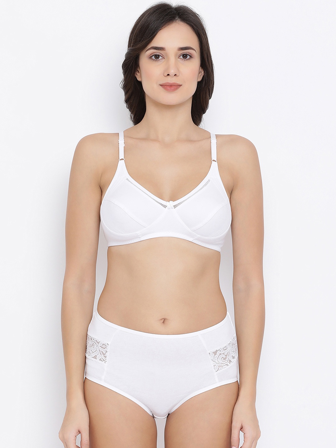 

Clovia Women White Solid Lingerie Set COMBBP46332B