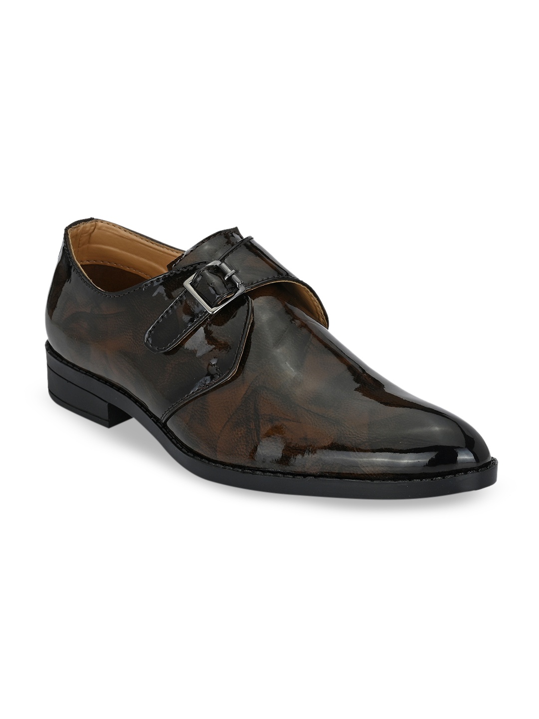

Prolific Men Brown Textured Formal Monks