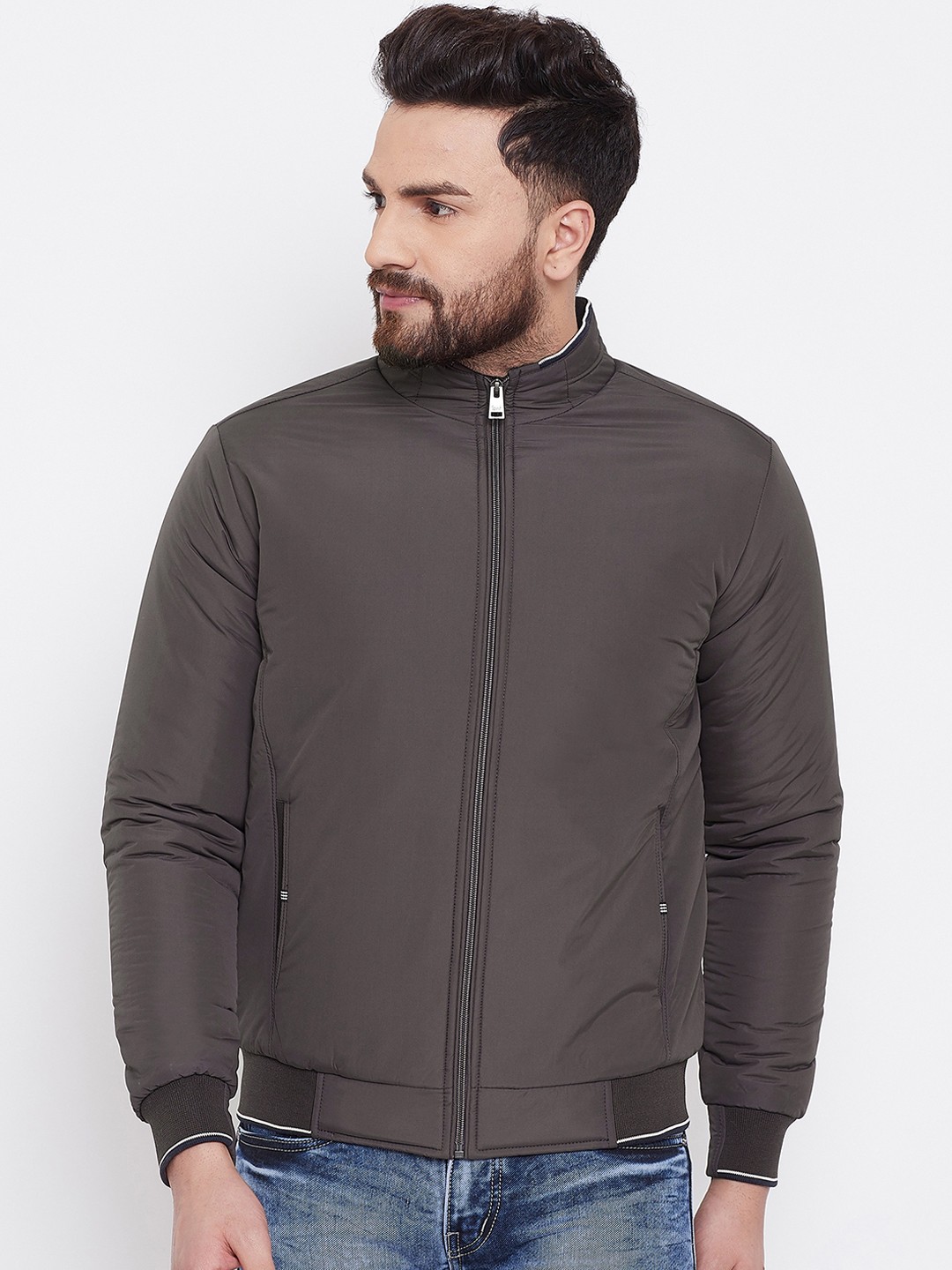 

Spirit Men Taupe Solid Padded Jacket