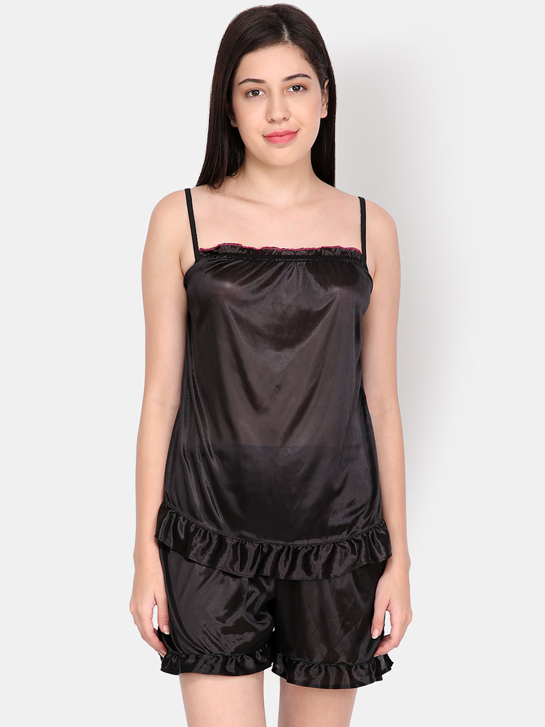 

Ms.Lingies Women Black Solid Night Suit