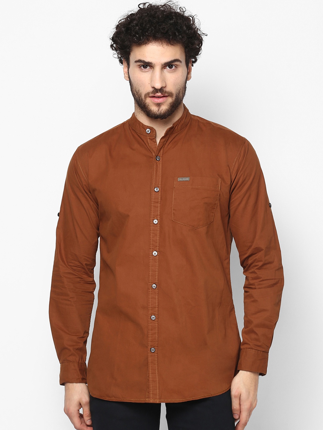 

Urbano Fashion Men Brown Custom Slim Fit Solid Casual Shirt