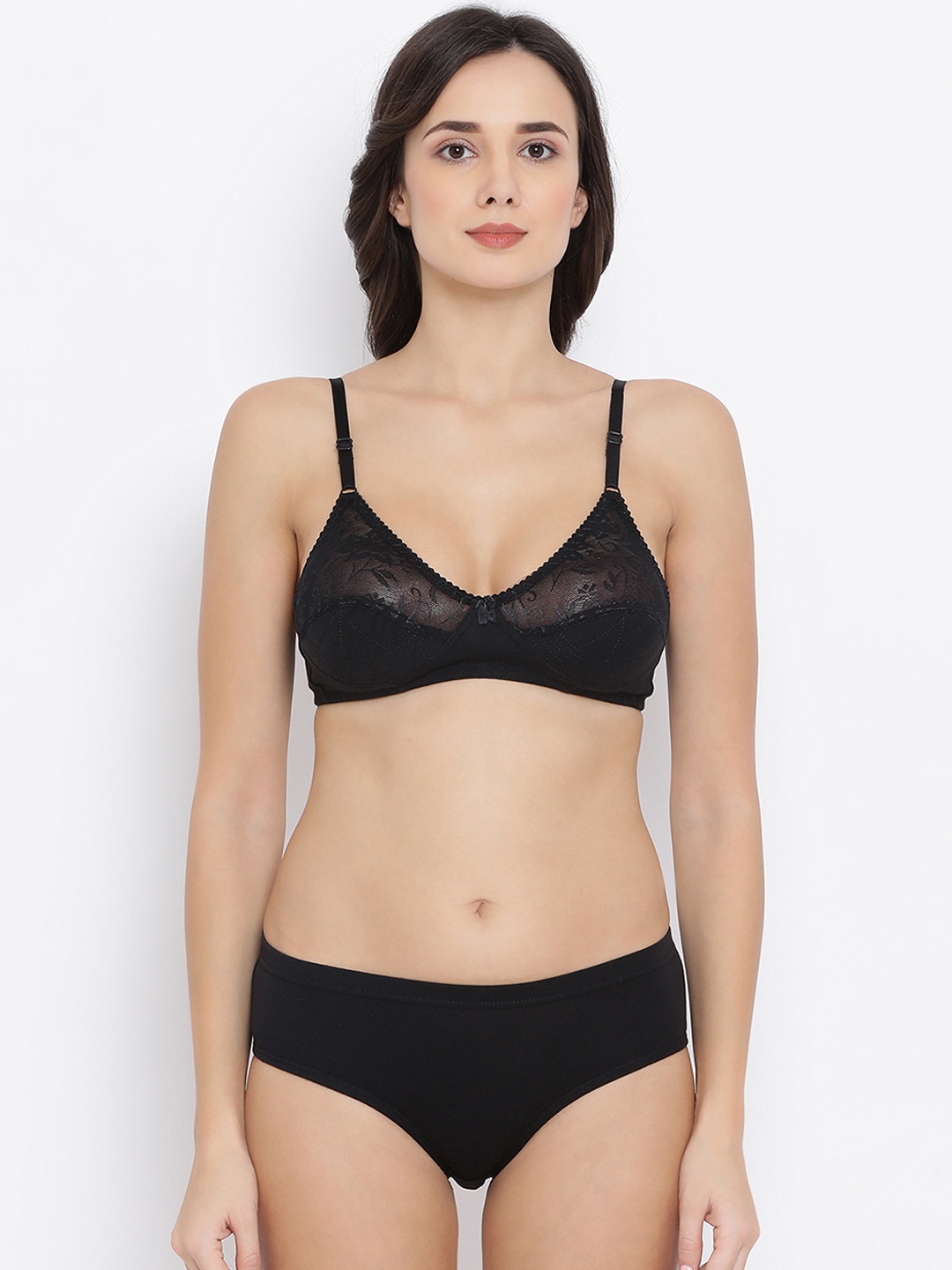 

Clovia Women Black Solid Lingerie Set COMBBP86832B