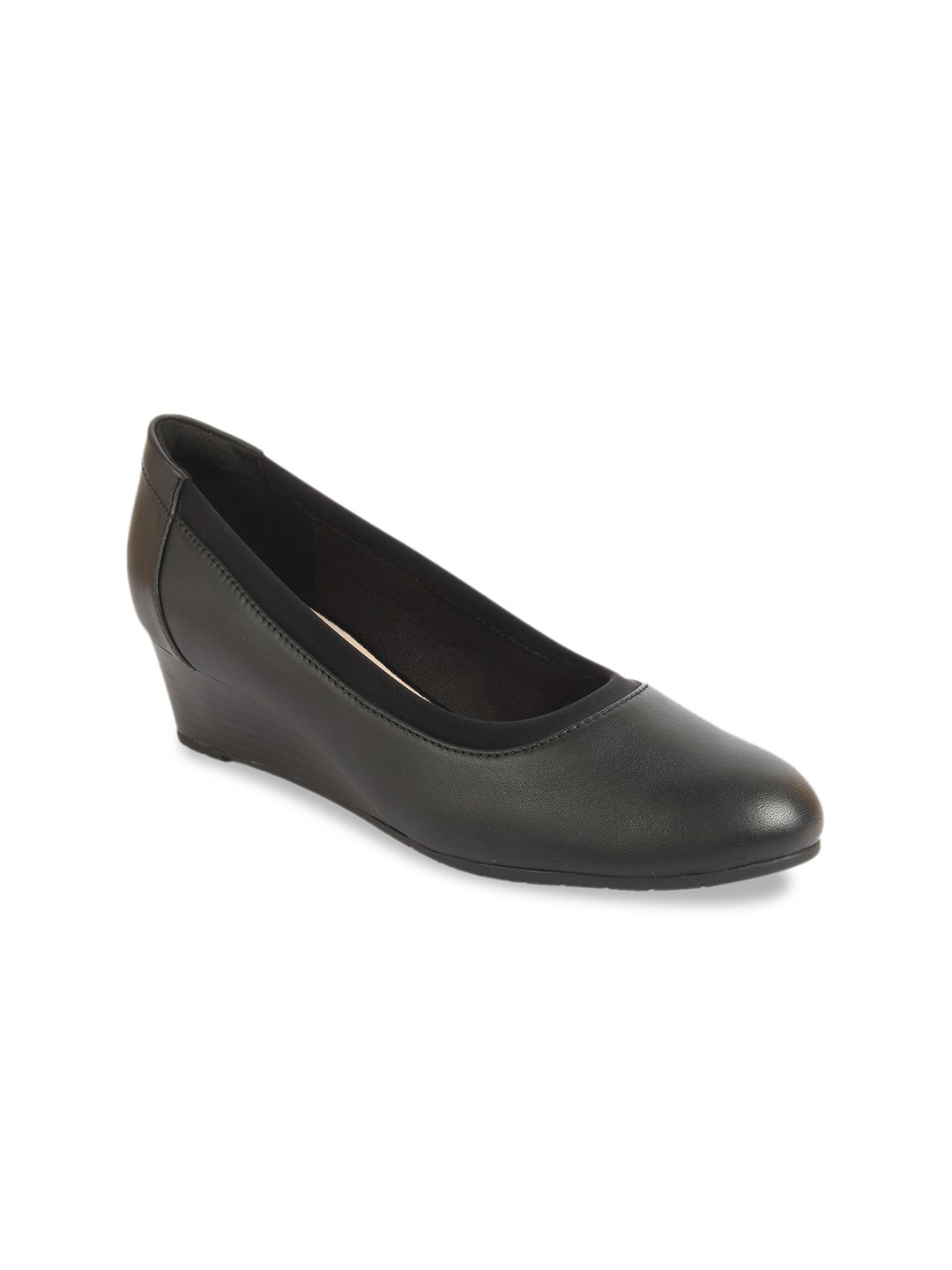 

Clarks Women Black Solid Leather Pumps