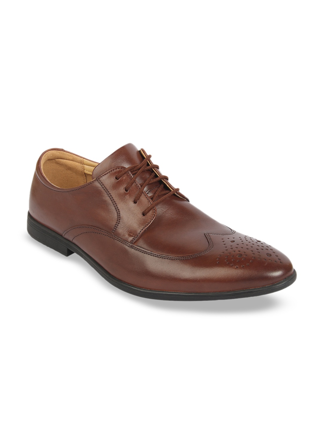 

Clarks Men Brown Solid Leather Formal Derbys