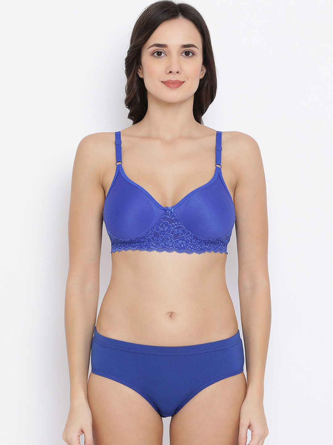

Clovia Women Blue Solid Lingerie Set COMBBP89932B