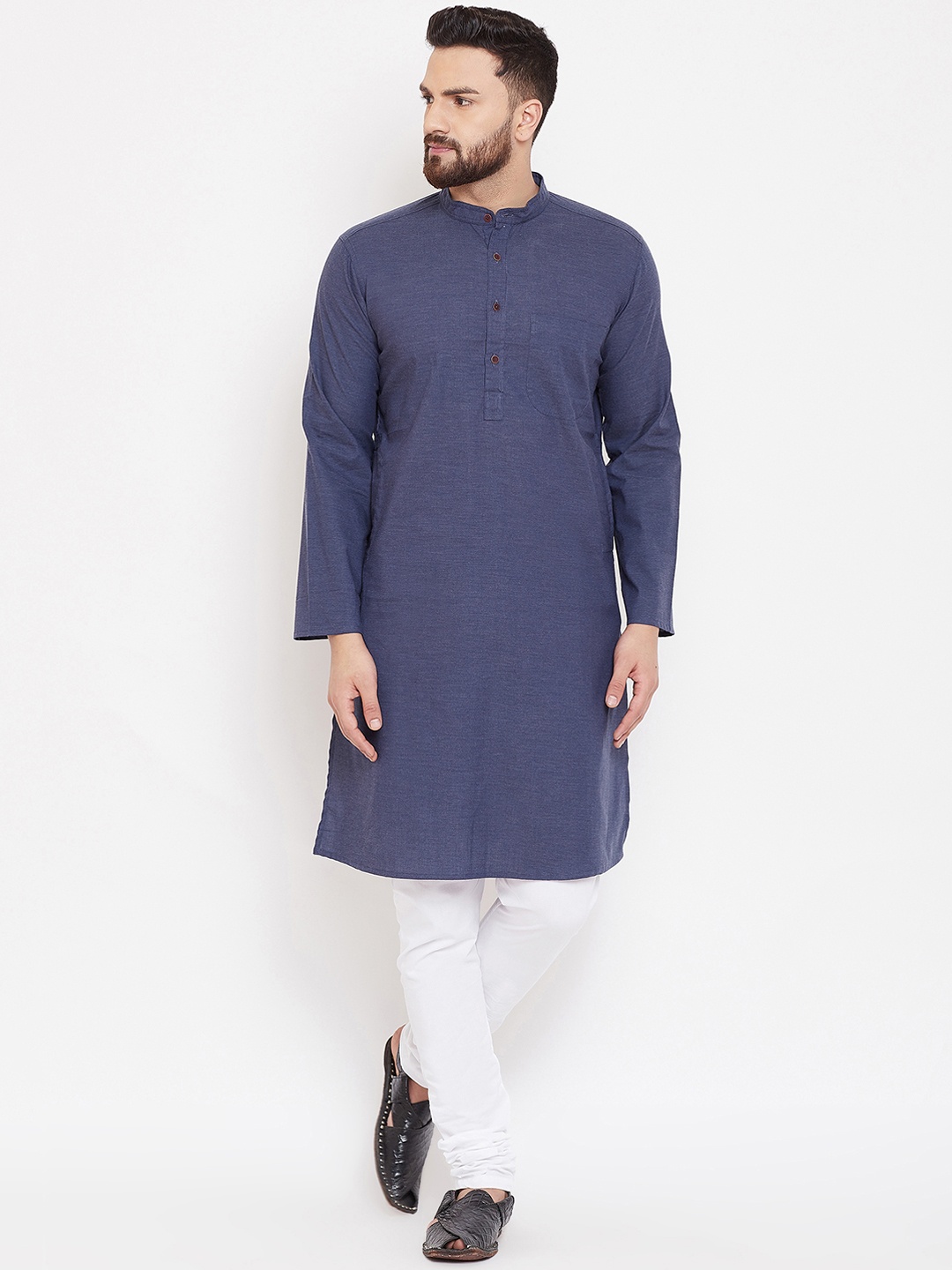 

even Men Blue Solid Straight Kurta