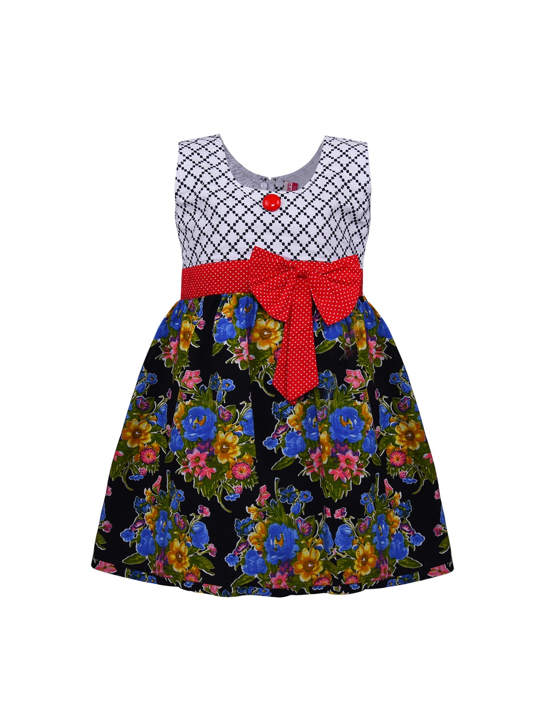 

Wish Karo Girls Red Floral Printed Fit and Flare Dress