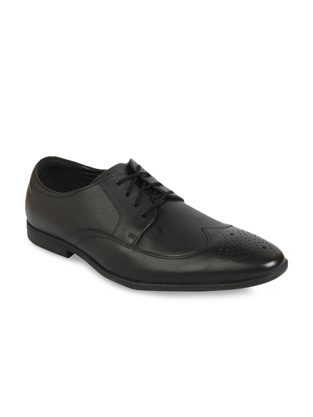 

Clarks Men Black Solid Leather Formal Derbys