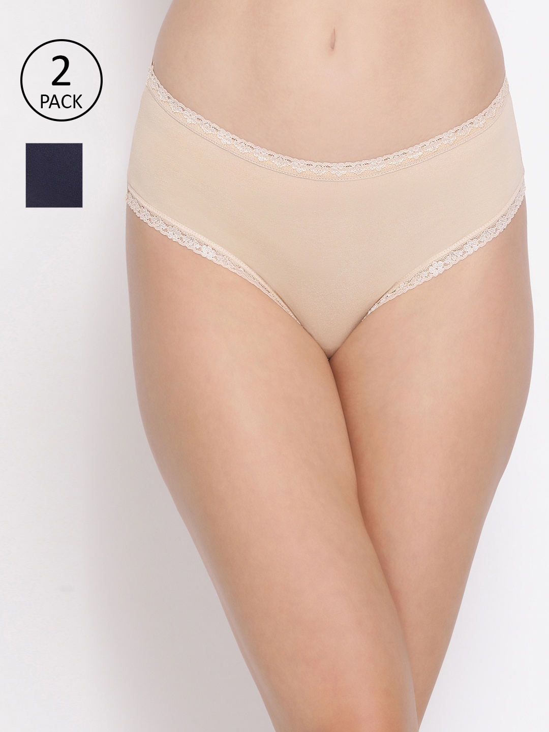 

Clovia Women Pack Of 2 Cotton Hipster Briefs COMPNC734S, Navy blue