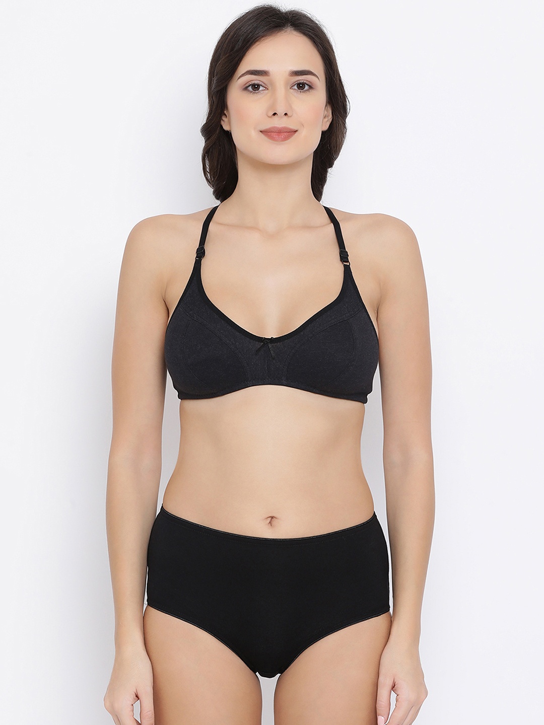 

Clovia Women Black Solid Lingerie Set COMBBP98632B