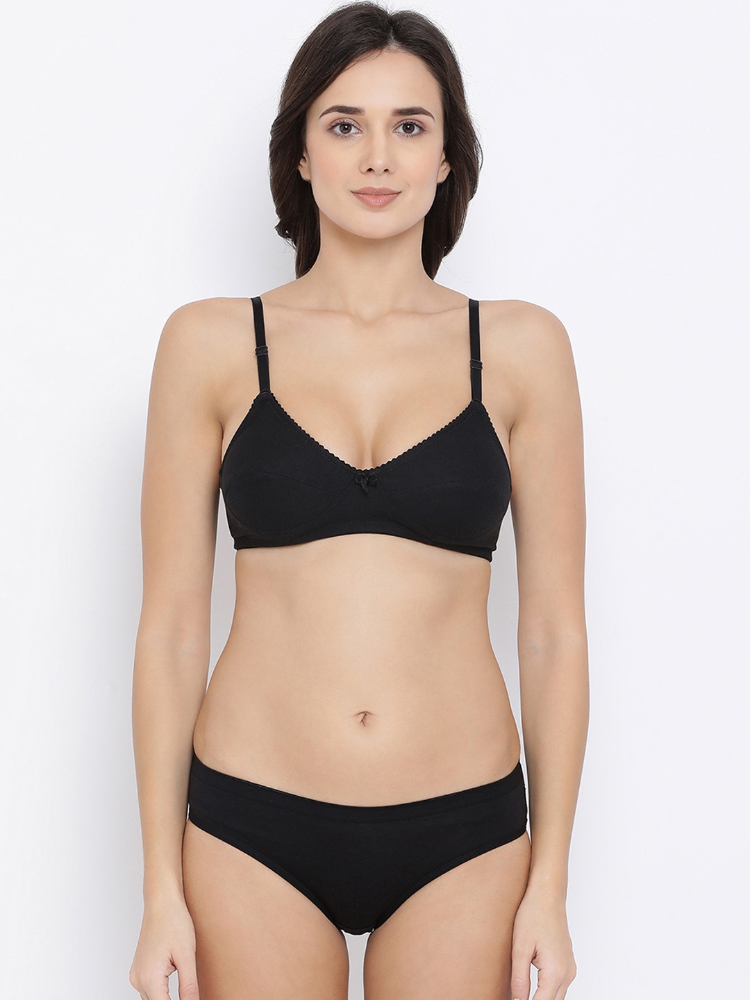 

Clovia Women Black Solid Lingerie Set COMBBP31232B