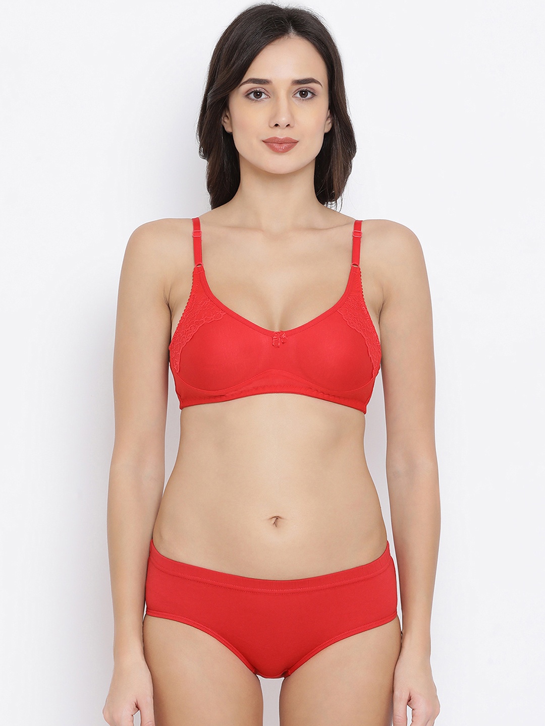

Clovia Women Red Solid Lingerie Set COMBBP74432B
