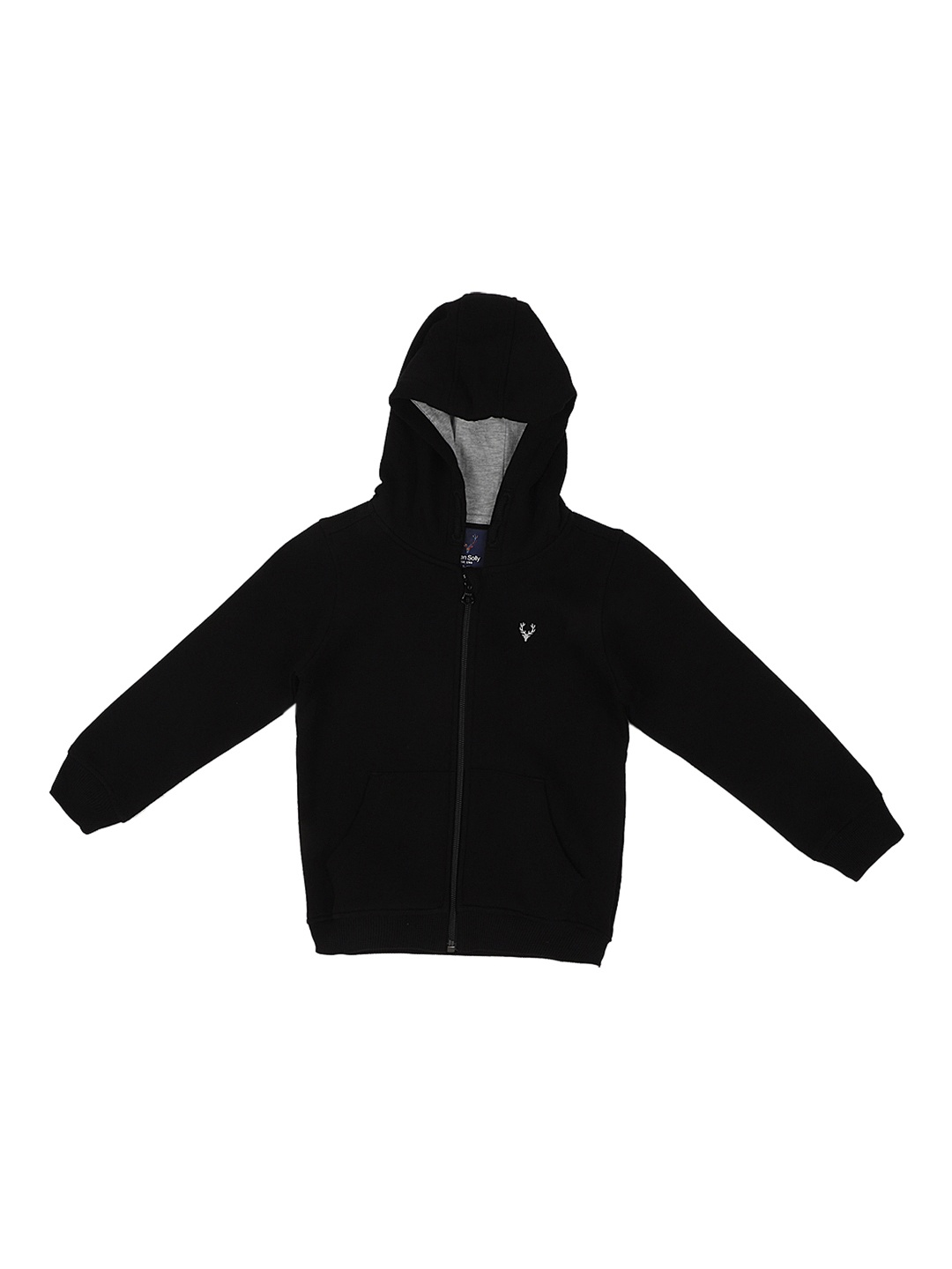 Allen Solly Junior Boys Black Solid Hooded Sweatshirt