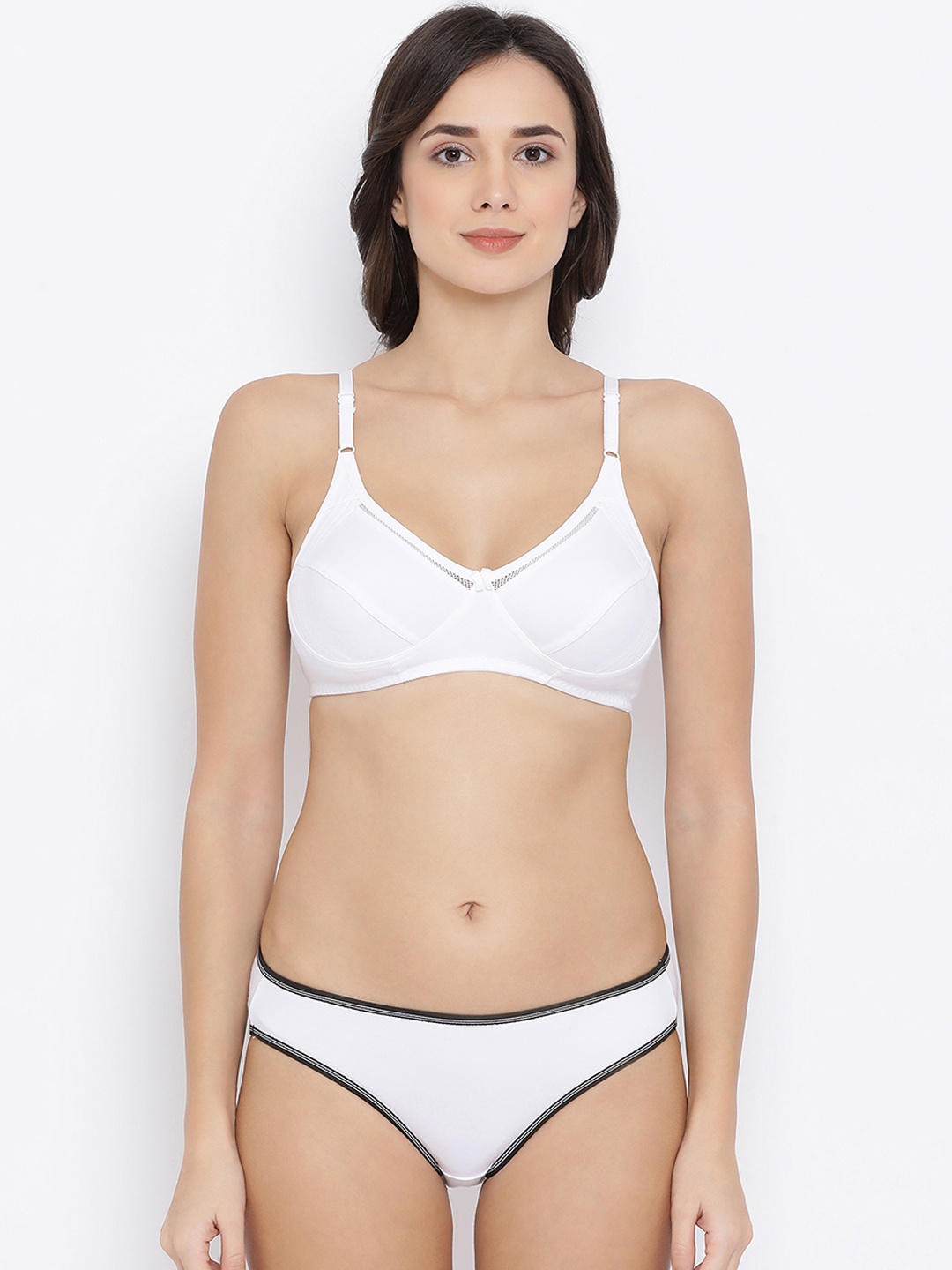 

Clovia Women White Solid Lingerie Set COMBBP46432B