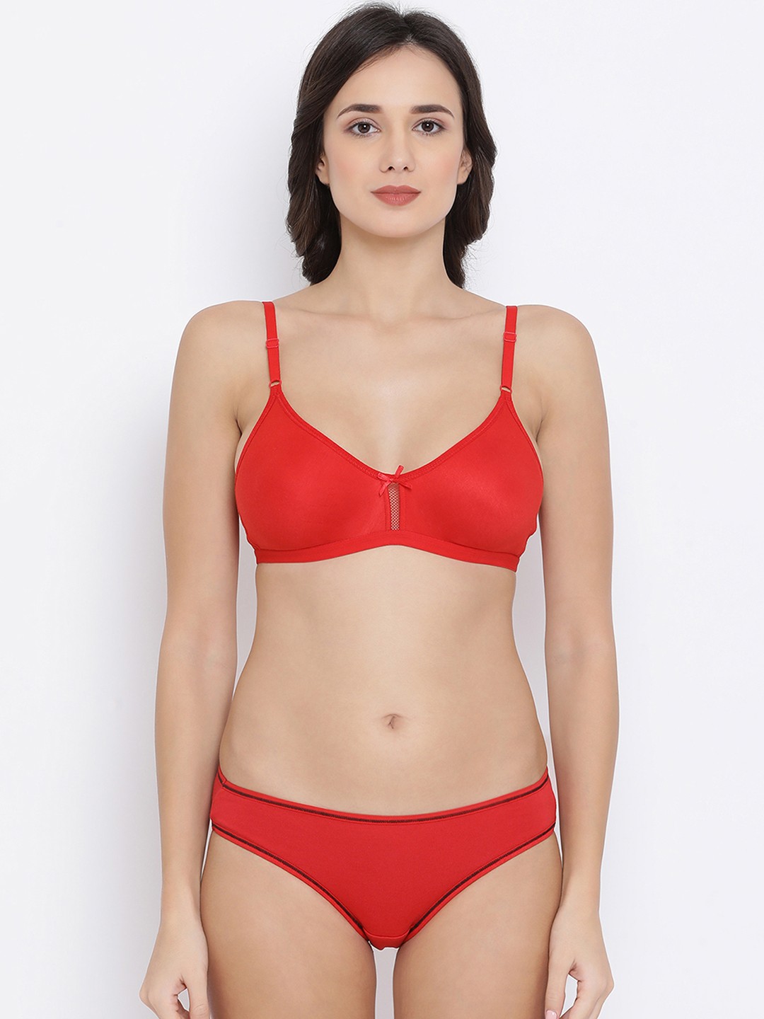 

Clovia Women Red Solid Lingerie Set COMBBP52332B