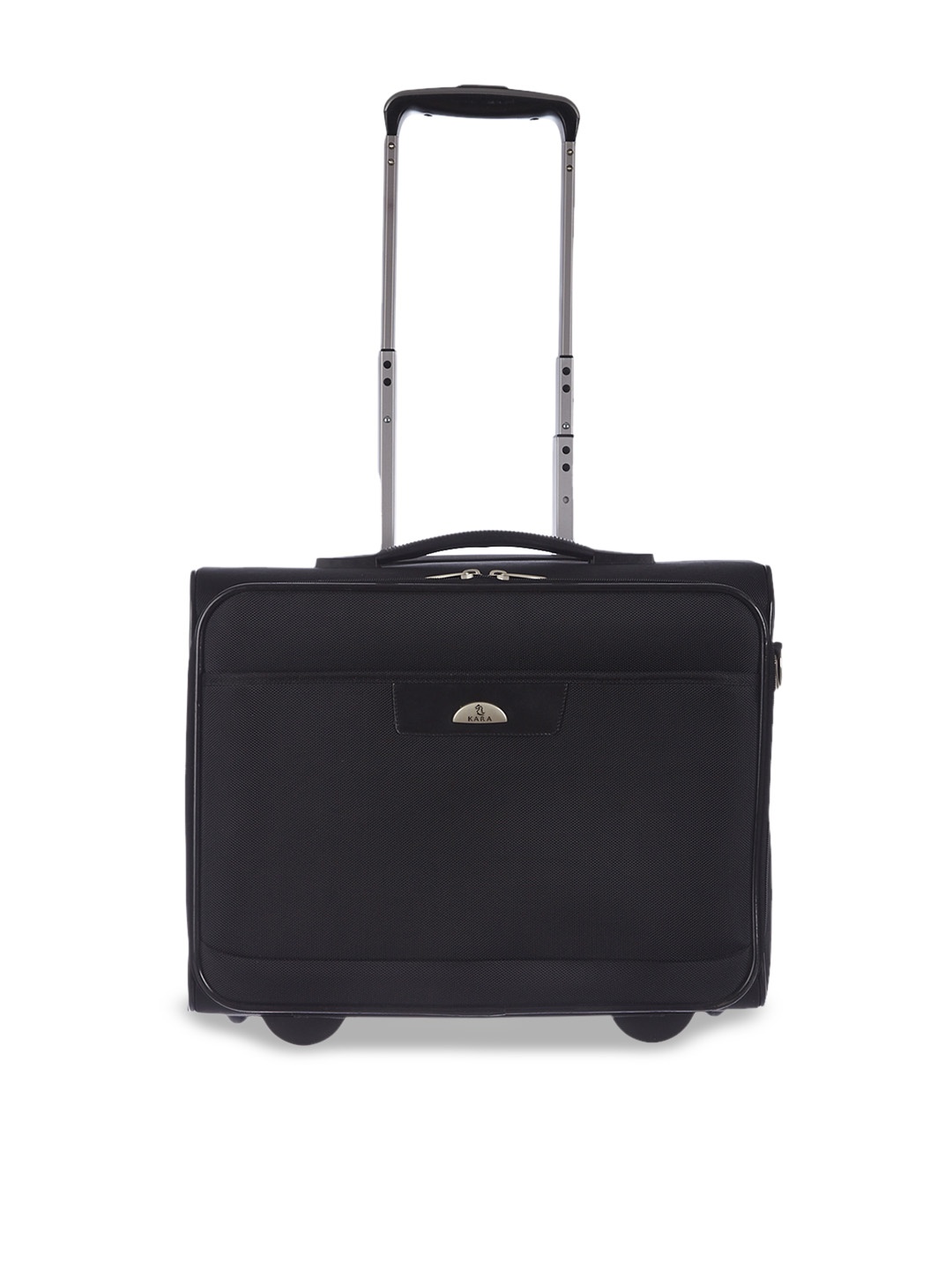 

Kara Unisex Black Solid Nylon Overnighter Trolley Bag