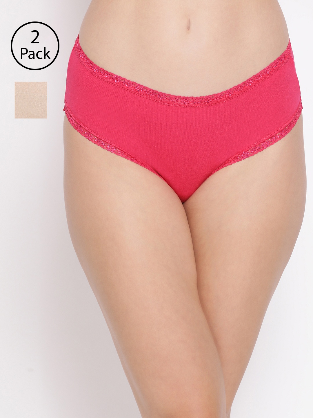 

Clovia Women Pack Of 2 Hipster Briefs COMPNC766S, Pink